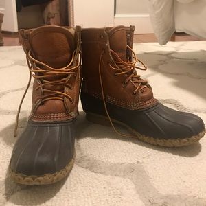 LLBean Boots, 8" Tumbled-Leather Shearling-Lined